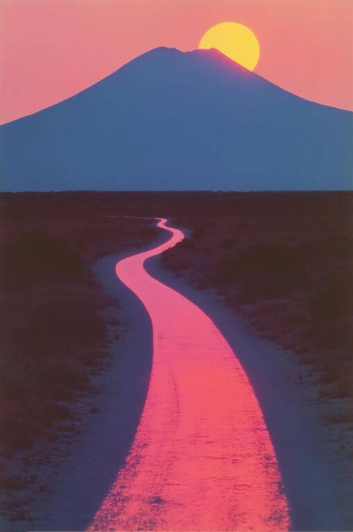 Illustration of a winding road leading toward a distant mountain, symbolizing a guided strategic path